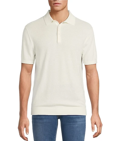 Hart Schaffner Marx Short Sleeve Sweater Knit Polo Shirt