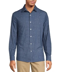 Hart Schaffner Marx State Street Essentials Albini 4FLEX Long Sleeve Solid Coat Front Shirt