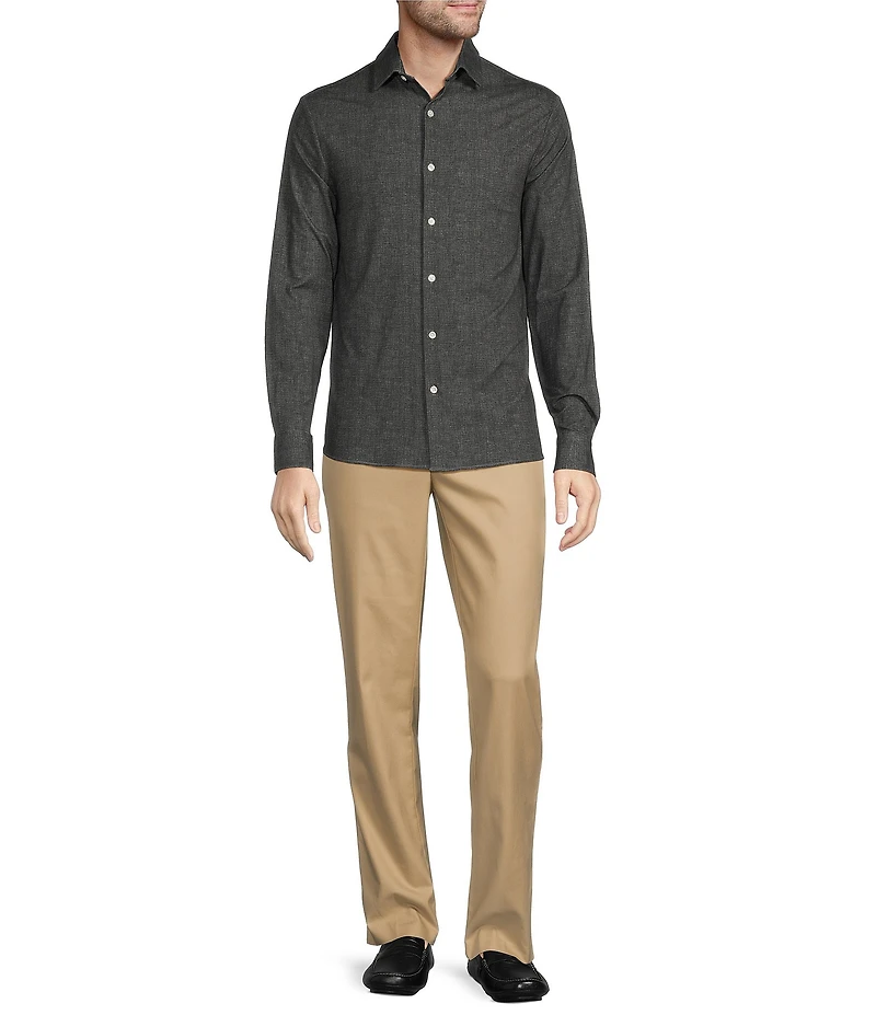 Hart Schaffner Marx State Street Essentials Albini 4FLEX Long Sleeve Solid Coat Front Shirt