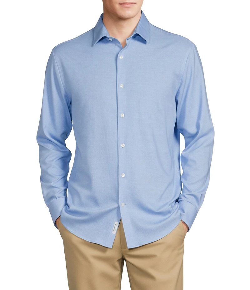 Hart Schaffner Marx State Street Essentials Albini 4FLEX Long Sleeve Solid Coat Front Shirt