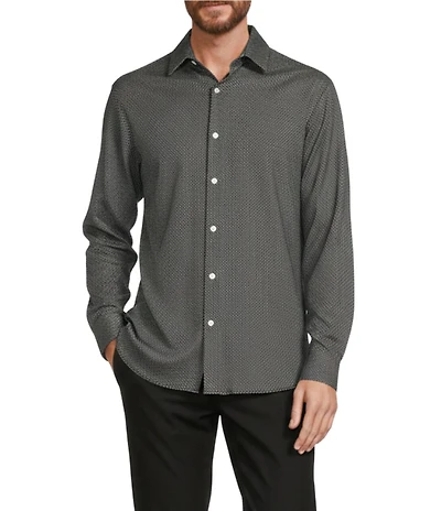 Hart Schaffner Marx State Street Essentials Albini 4FLEX Long Sleeve Mini Floral Coat Front Shirt