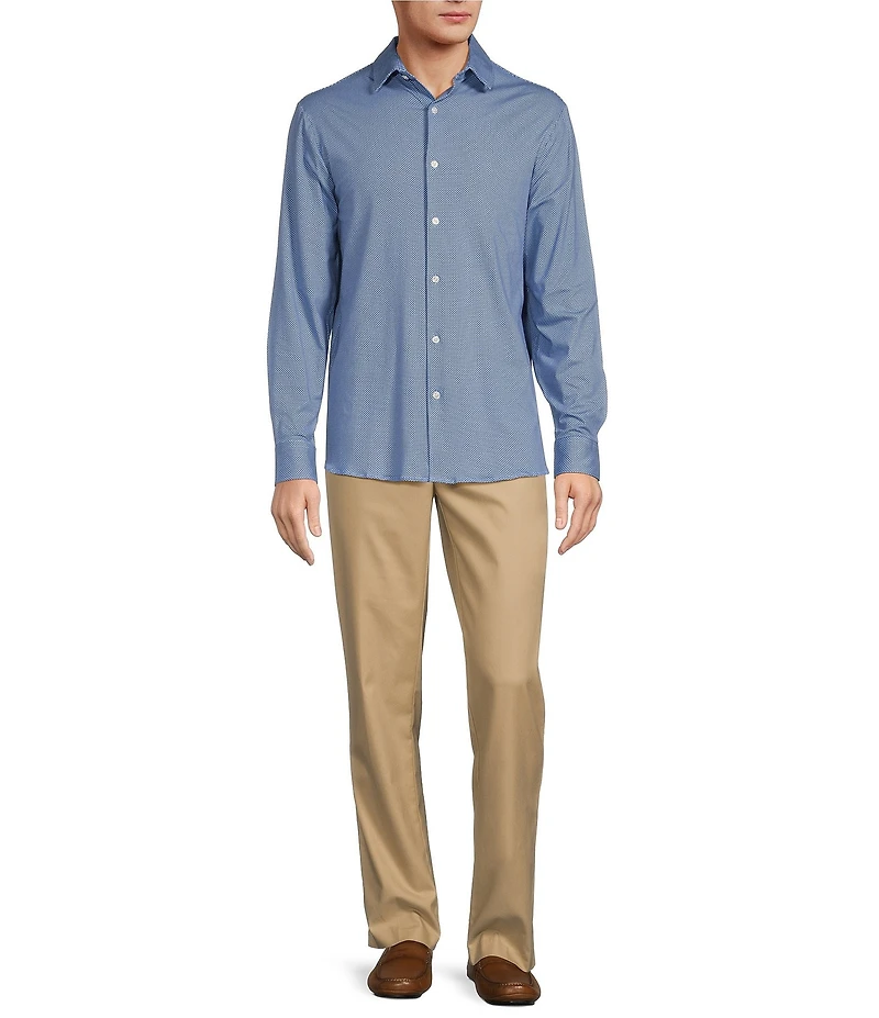 Hart Schaffner Marx State Street Essentials Albini 4FLEX Long Sleeves Mini Tile Spread Collar Coat Front Shirt