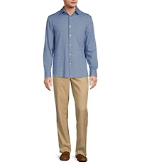 Hart Schaffner Marx State Street Essentials Albini 4FLEX Long Sleeves Mini Tile Spread Collar Coat Front Shirt