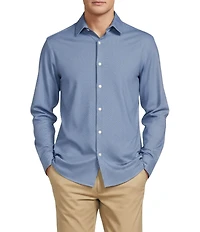 Hart Schaffner Marx State Street Essentials Albini 4FLEX Long Sleeves Mini Tile Spread Collar Coat Front Shirt