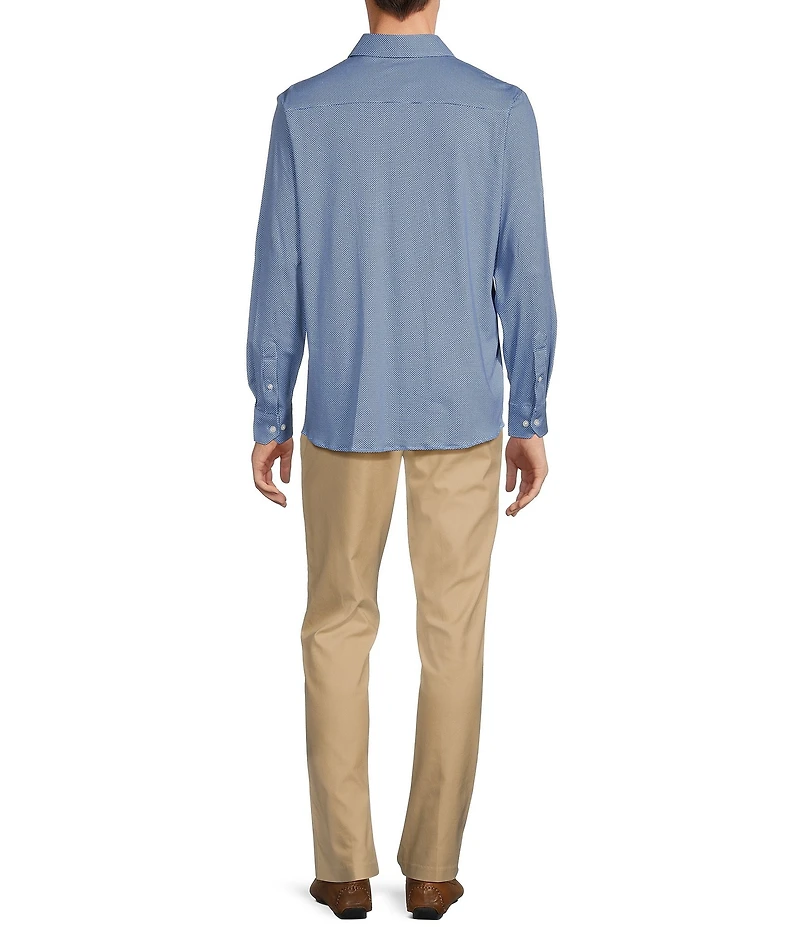 Hart Schaffner Marx State Street Essentials Albini 4FLEX Long Sleeves Mini Tile Spread Collar Coat Front Shirt