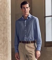 Hart Schaffner Marx State Street Essentials Albini 4FLEX Long Sleeves Mini Tile Spread Collar Coat Front Shirt