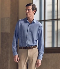 Hart Schaffner Marx State Street Essentials Albini 4FLEX Long Sleeves Mini Tile Spread Collar Coat Front Shirt