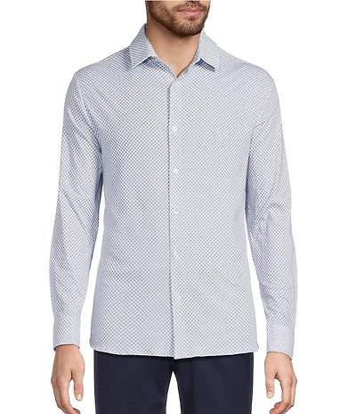 Hart Schaffner Marx State Street Essentials Long Sleeve Geo Print Albini Knit 4Flex Coat Front Shirt