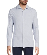Hart Schaffner Marx State Street Essentials Long Sleeve Geo Print Albini Knit 4Flex Coat Front Shirt