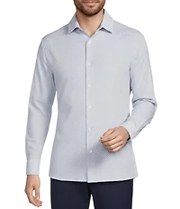 Hart Schaffner Marx State Street Essentials Long Sleeve Geo Print Albini Knit 4Flex Coat Front Shirt