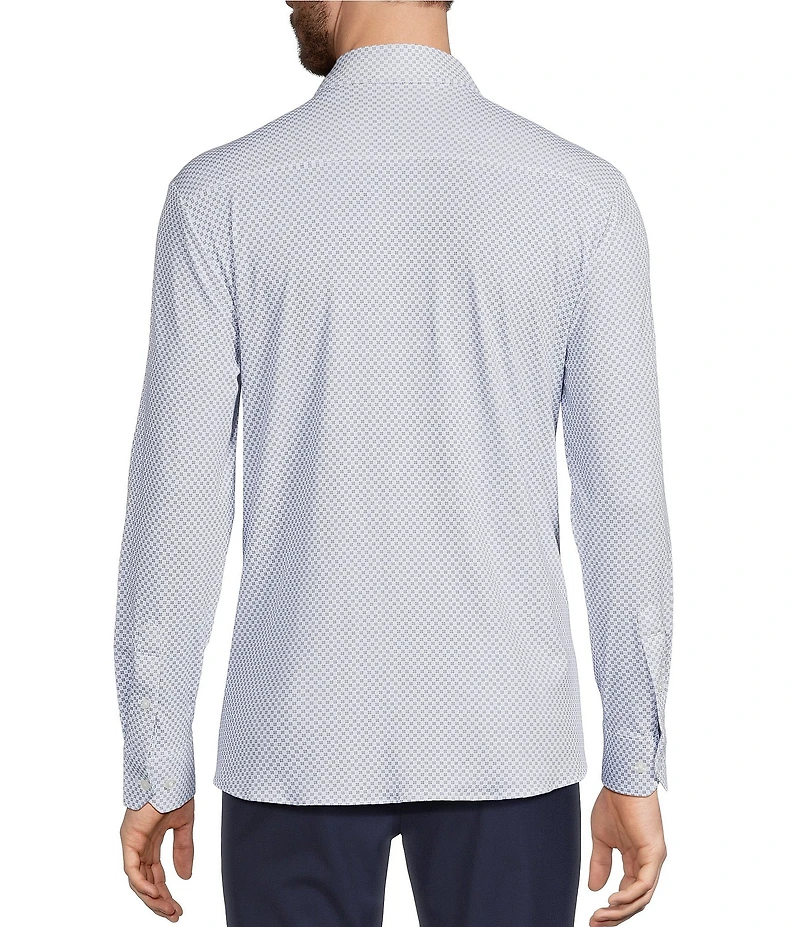 Hart Schaffner Marx State Street Essentials Long Sleeve Geo Print Albini Knit 4Flex Coat Front Shirt