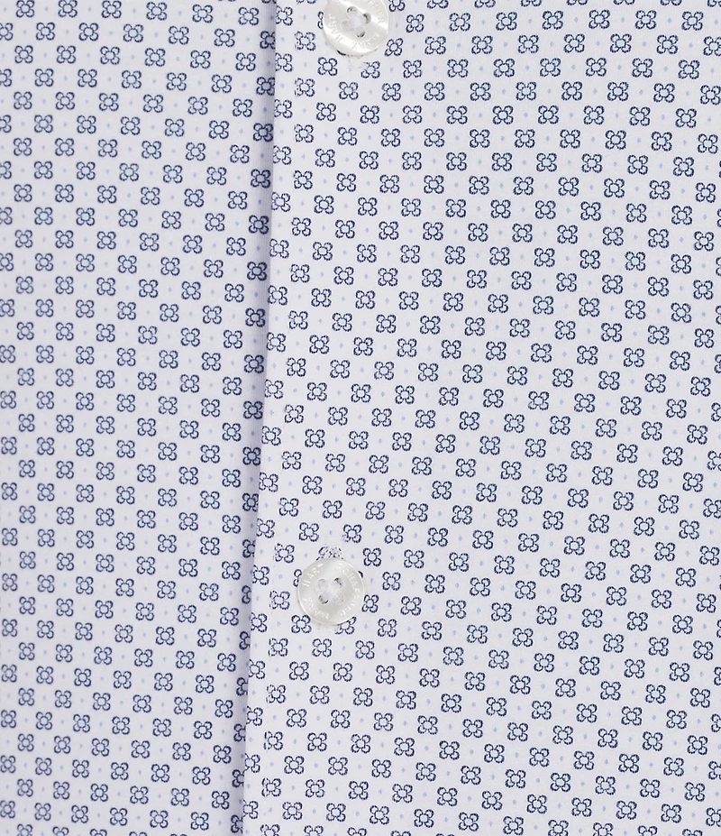 Hart Schaffner Marx State Street Essentials Long Sleeve Geo Print Albini Knit 4Flex Coat Front Shirt