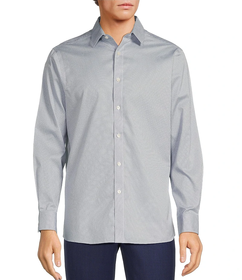 Hart Schaffner Marx State Street Essentials Long Sleeve Geo Print Button Front Shirt