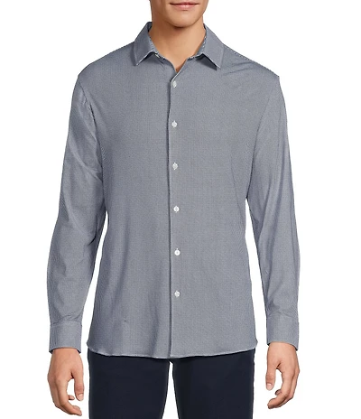 Hart Schaffner Marx State Street Essentials Long Sleeve Houndstooth Albini Knit 4Flex Coat Front Shirt