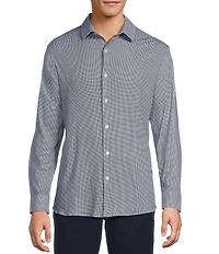 Hart Schaffner Marx State Street Essentials Long Sleeve Houndstooth Albini Knit 4Flex Coat Front Shirt
