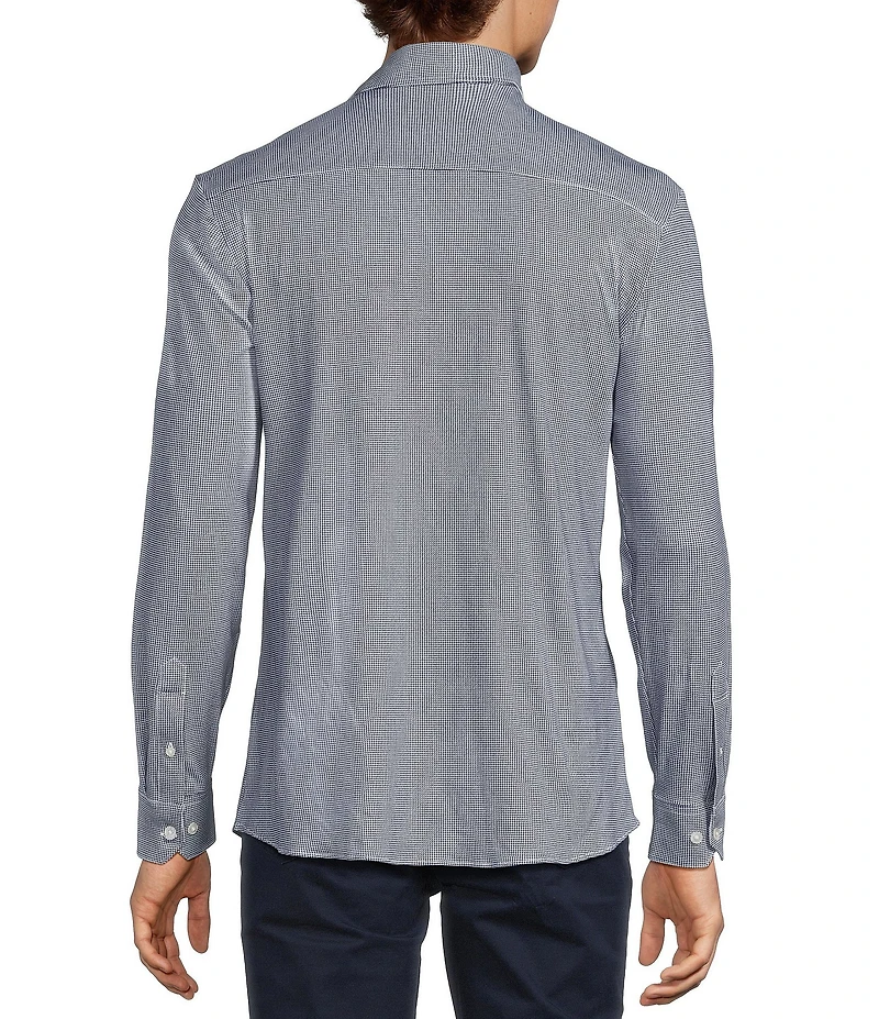 Hart Schaffner Marx State Street Essentials Long Sleeve Houndstooth Albini Knit 4Flex Coat Front Shirt