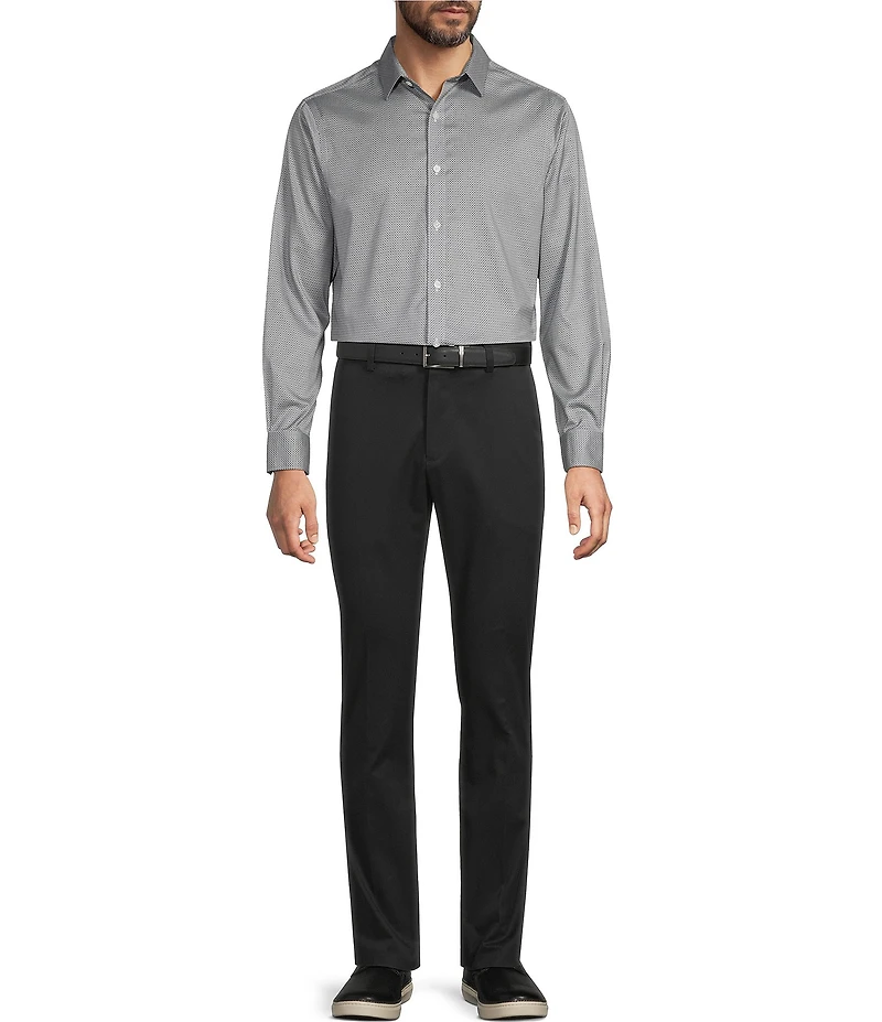 Hart Schaffner Marx State Street Essentials Long Sleeve Micro Geo Print Button Front Shirt