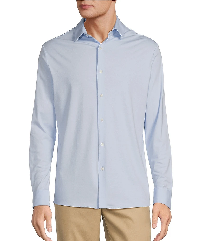 Hart Schaffner Marx State Street Essentials Long Sleeve Solid Albini Knit 4Flex Coatfront Shirt