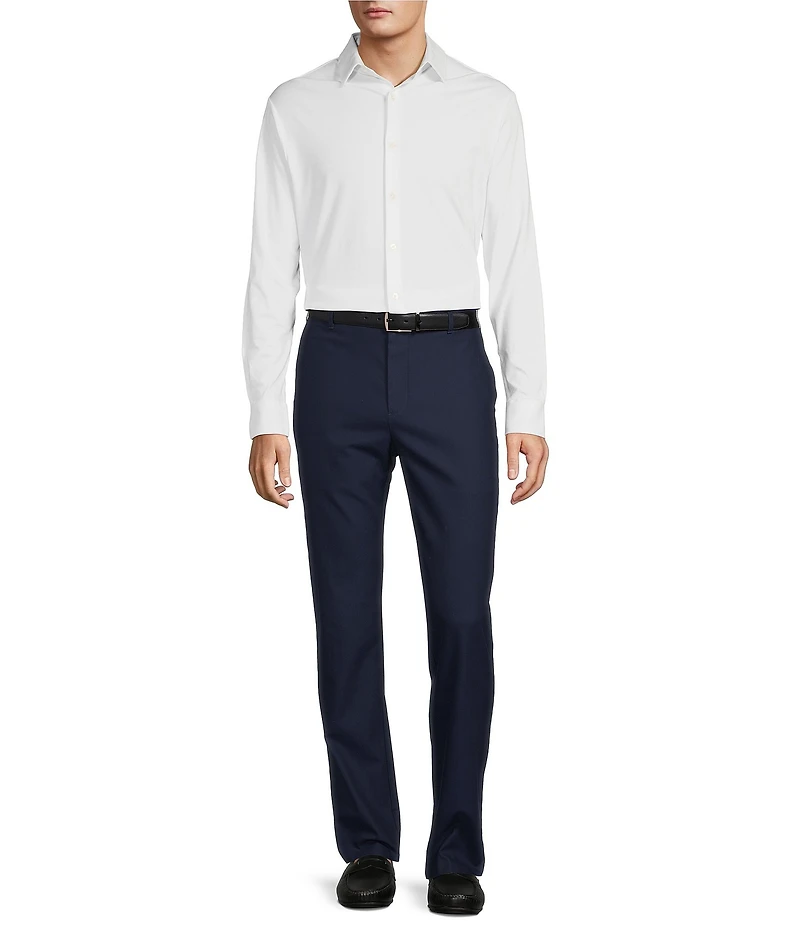 Hart Schaffner Marx State Street Essentials Long Sleeve Solid Albini Knit 4Flex Coatfront Shirt