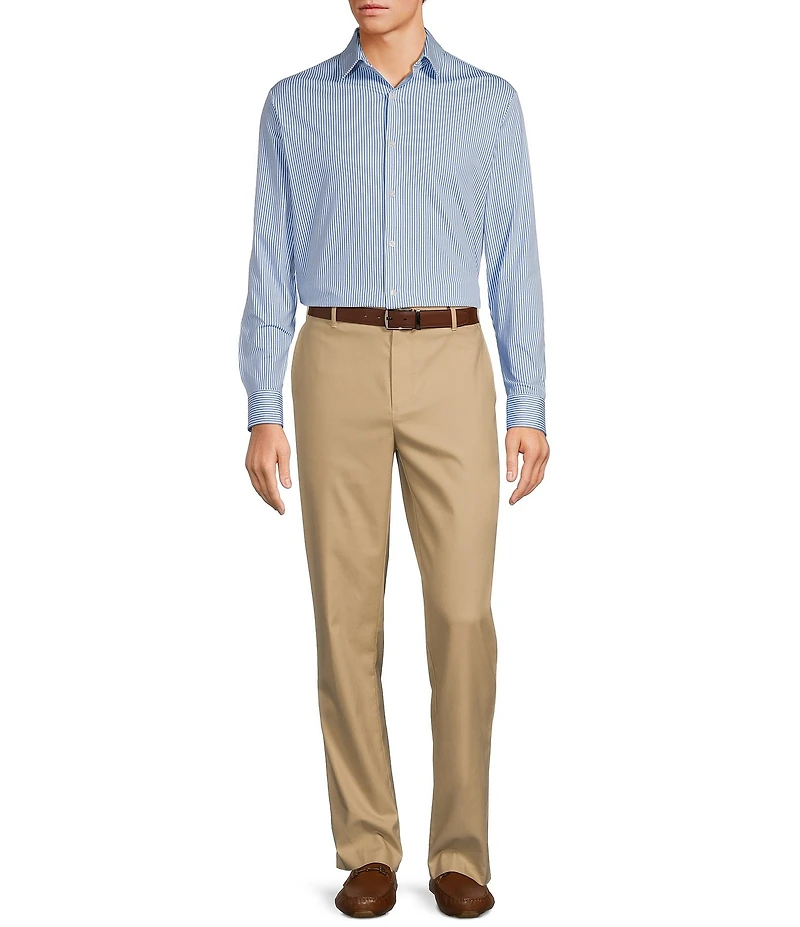 Hart Schaffner Marx State Street Essentials Long Sleeve Stripe Albini Knit 4Flex Coatfront Shirt