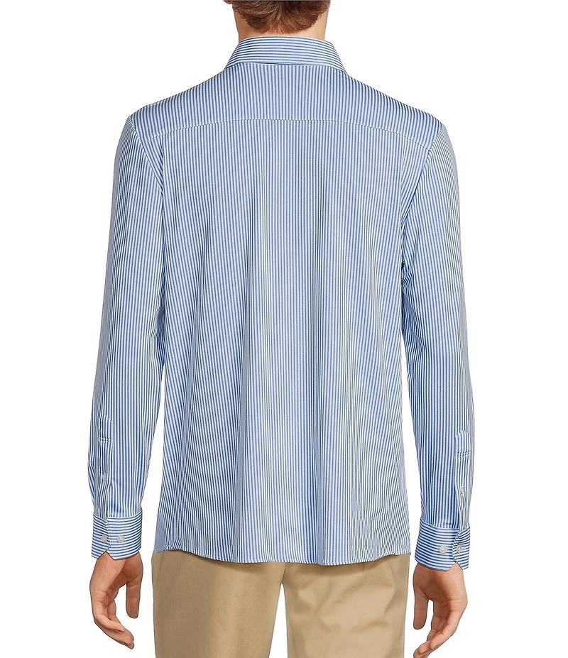 Hart Schaffner Marx State Street Essentials Long Sleeve Stripe Albini Knit 4Flex Coatfront Shirt