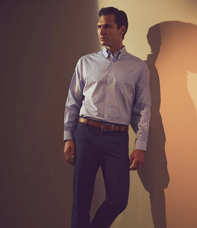 Hart Schaffner Marx State Street Essentials Striped Button-Down Collar Sportshirt