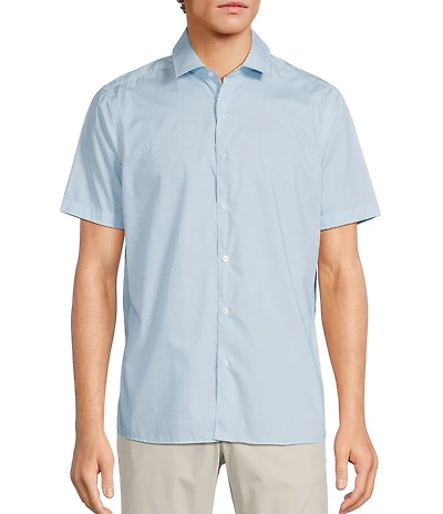 Hart Schaffner Marx The Blueprint Collection Short Sleeve Textured Woven Button Front Shirt