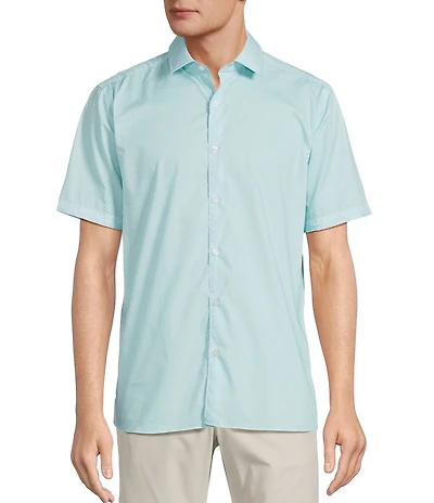 Hart Schaffner Marx The Blueprint Collection Short Sleeve Textured Woven Button Front Shirt