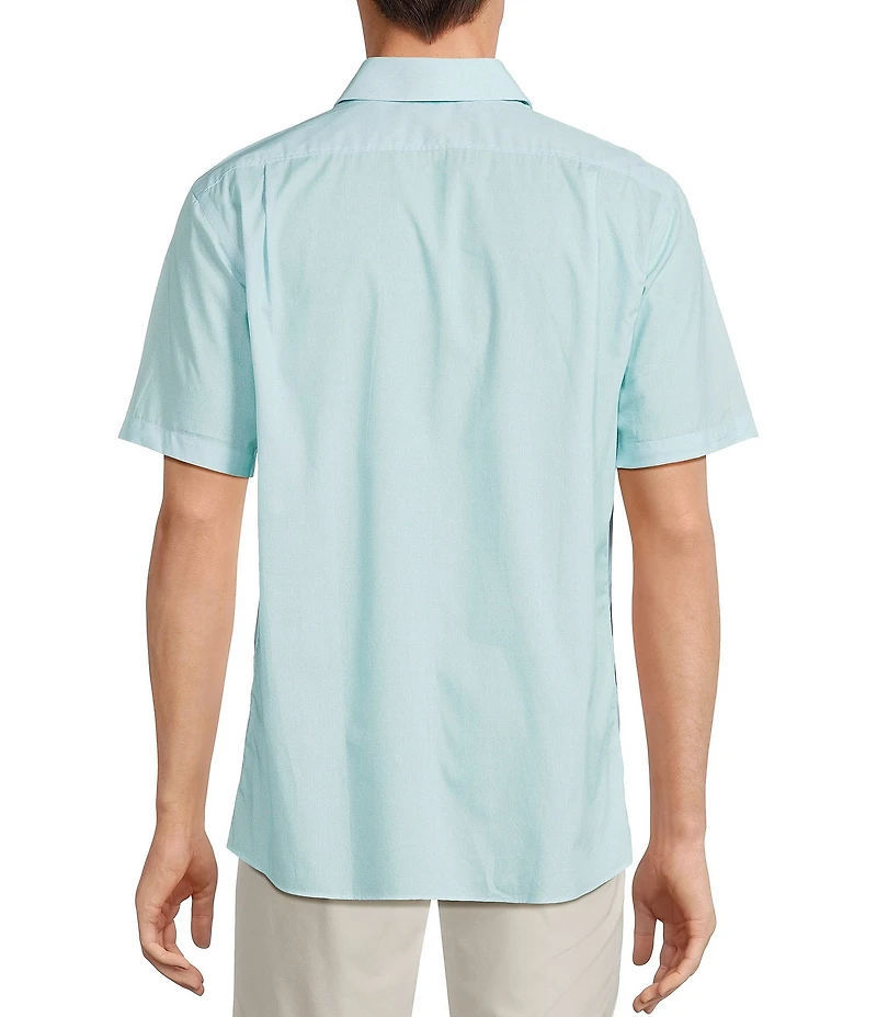 Hart Schaffner Marx The Blueprint Collection Short Sleeve Textured Woven Button Front Shirt