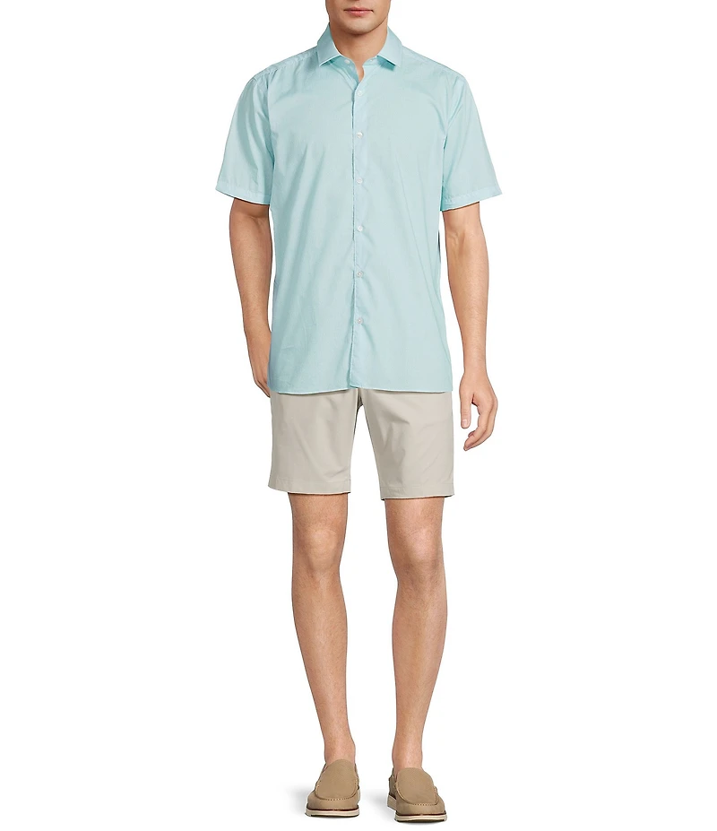 Hart Schaffner Marx The Blueprint Collection Short Sleeve Textured Woven Button Front Shirt