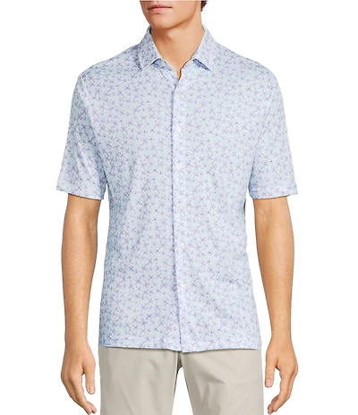 Hart Schaffner Marx The Blueprint Collection Short Sleeve Stipple Floral Print Shirt