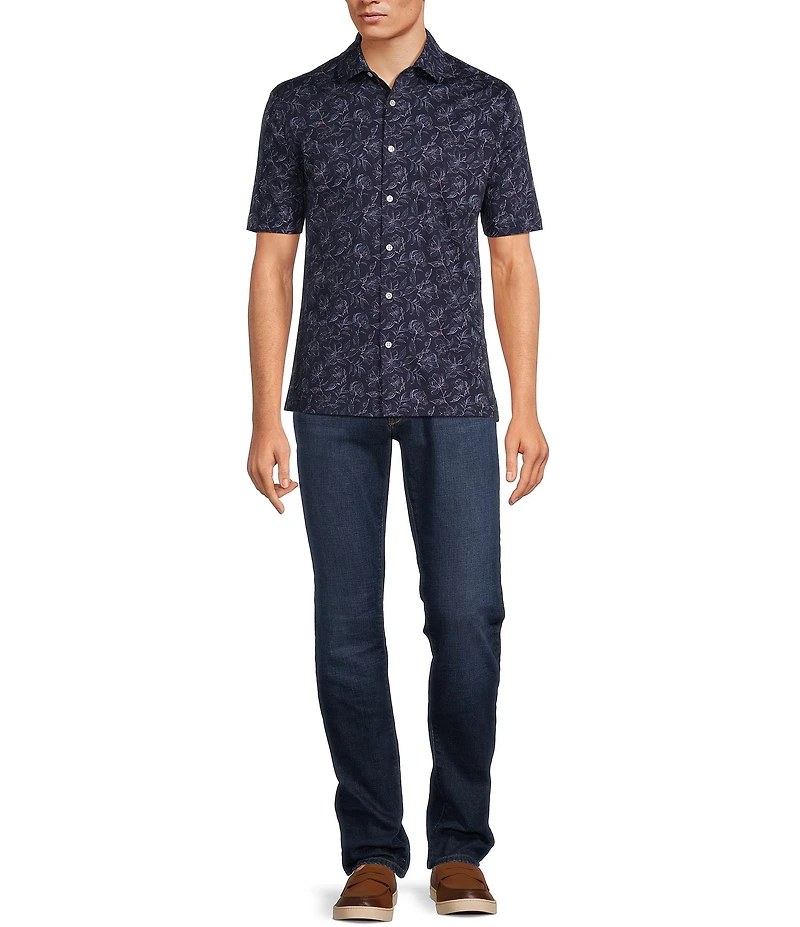Hart Schaffner Marx The Mr. Classic Collection Short Sleeve Floral Print Coatfront Shirt