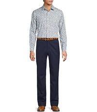 Hart Schaffner Marx The Reserve Collection Albini Long Sleeve Leaf Print Spread Collar Coat Front Shirt