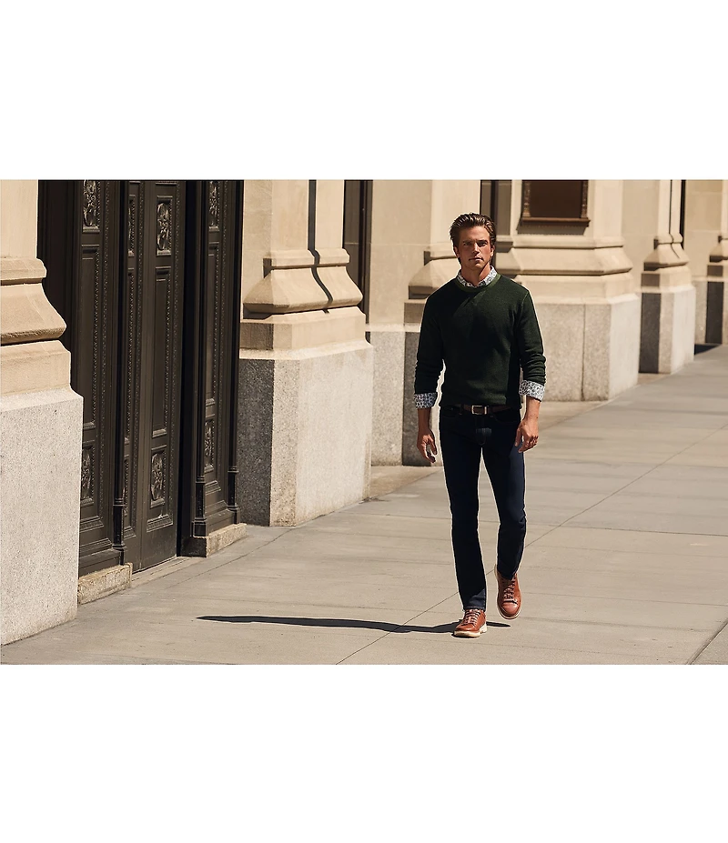 Hart Schaffner Marx The Reserve Collection Albini Long Sleeve Leaf Print Spread Collar Coat Front Shirt
