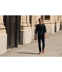 Hart Schaffner Marx The Reserve Collection Albini Long Sleeve Leaf Print Spread Collar Coat Front Shirt