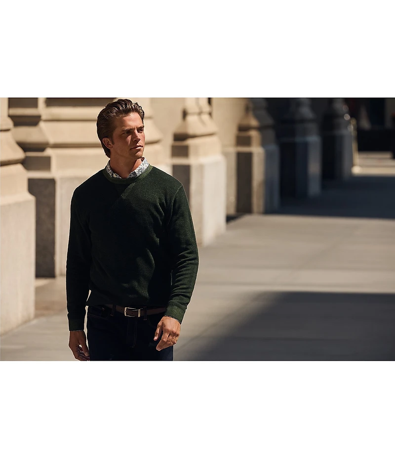 Hart Schaffner Marx The Reserve Collection Albini Long Sleeve Leaf Print Spread Collar Coat Front Shirt