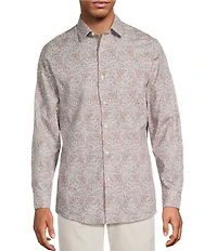 Hart Schaffner Marx The Reserve Collection Albini Long Sleeve Paisley Spread Collar Coat Front Shirt