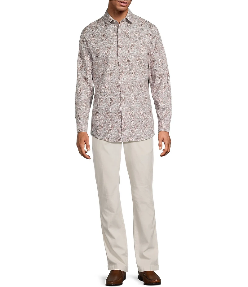 Hart Schaffner Marx The Reserve Collection Albini Long Sleeve Paisley Spread Collar Coat Front Shirt
