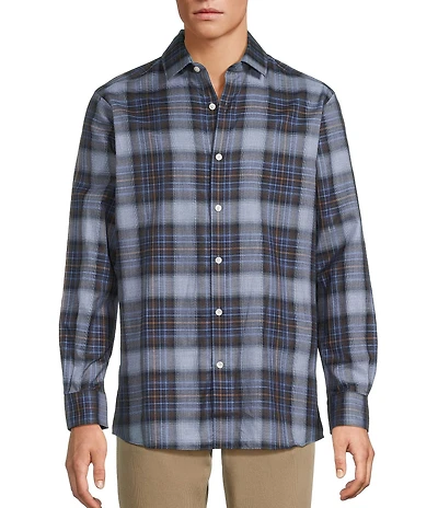 Hart Schaffner Marx The Reserve Collection Long Sleeve Large Plaid Heather Woven Shirt