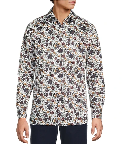 Hart Schaffner Marx The Reserve Collection Long Sleeve Spread Collar Floral Sport Shirt