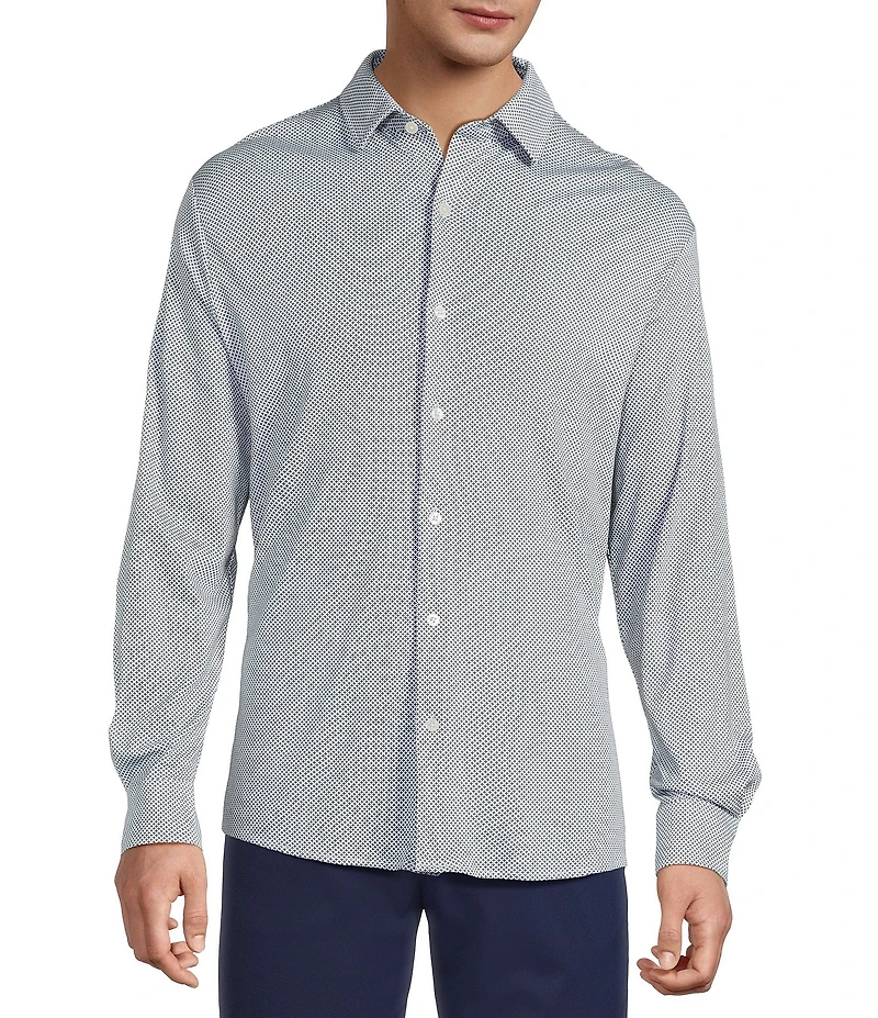 Hart Schaffner Marx The Reserve Collection Long Sleeve Spread Collar Geometric Print Sport Shirt