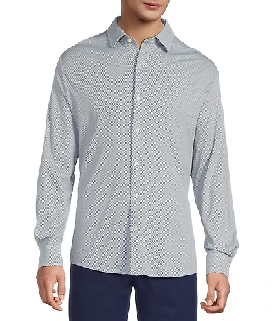 Hart Schaffner Marx The Reserve Collection Long Sleeve Spread Collar Geometric Print Sport Shirt