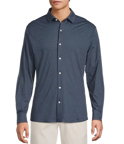 Hart Schaffner Marx The Reserve Collection Long Sleeve Spread Collar Geometric Print Sport Shirt