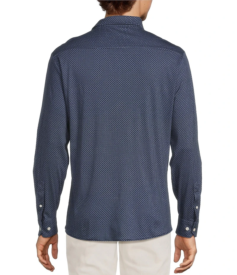 Hart Schaffner Marx The Reserve Collection Long Sleeve Spread Collar Geometric Print Sport Shirt