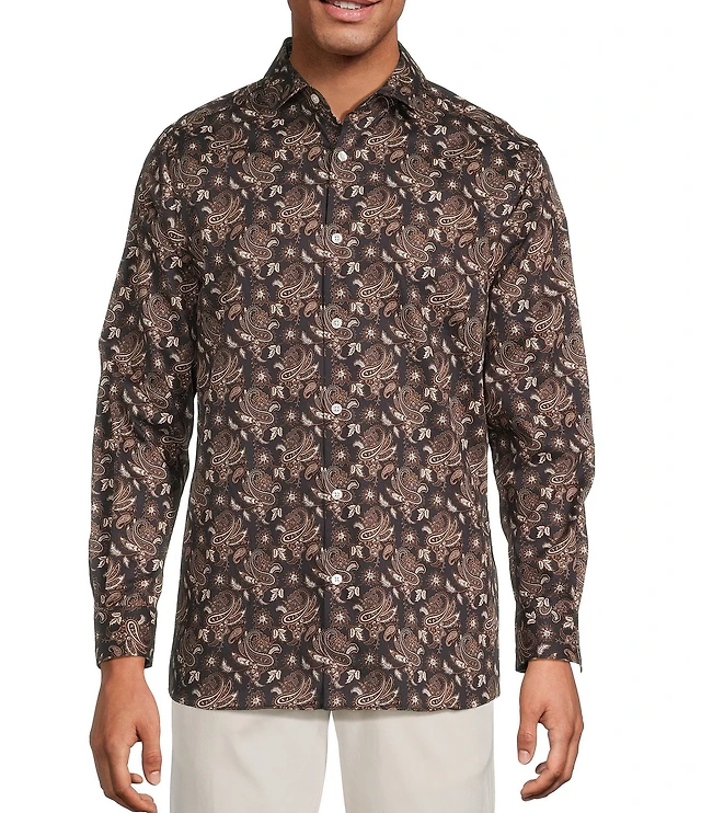 hart schaffner marx dress shirts Hart Schaffner Marx The Reserve Collection Long Sleeve Spread Collar Paisley Sport Shirt