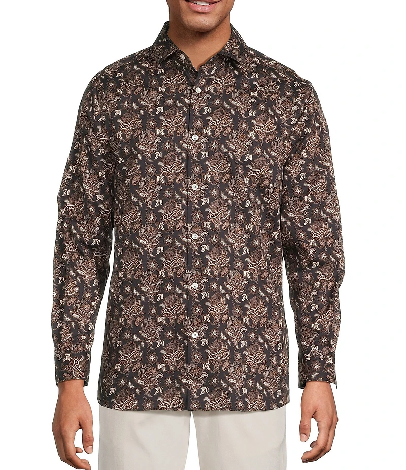 Hart Schaffner Marx The Reserve Collection Long Sleeve Spread Collar Paisley Sport Shirt