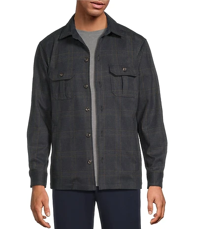 Hart Schaffner Marx The Reserve Collection Plaid Long Sleeve Shirt Jacket