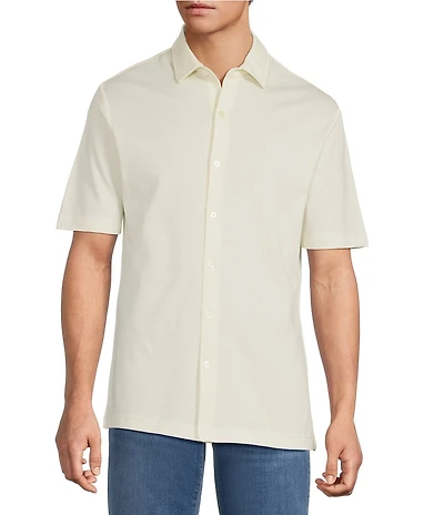 Hart Schaffner Marx The Resort Reserve Collection Short Sleeve Textured Button Front Shirt