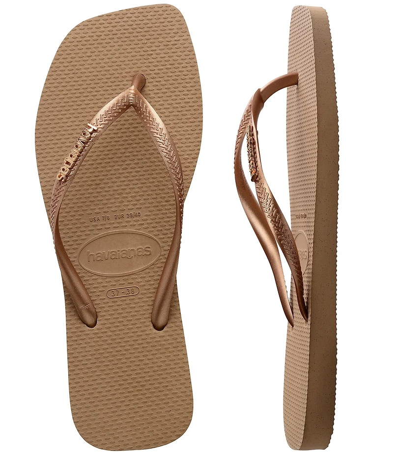 Havaianas Women's Slim Square Logo Metallic Flip Flops