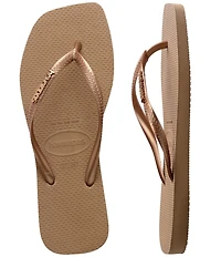 Havaianas Women's Slim Square Logo Metallic Flip Flops